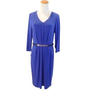Tahari Luci Blue Draped Dress size 8 NWT